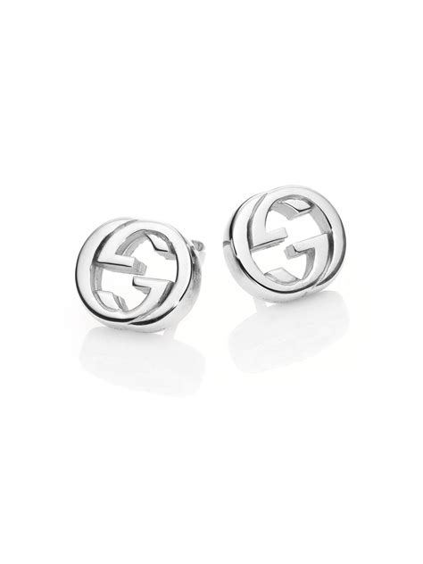 gucci interlocking g stud silver earrings
